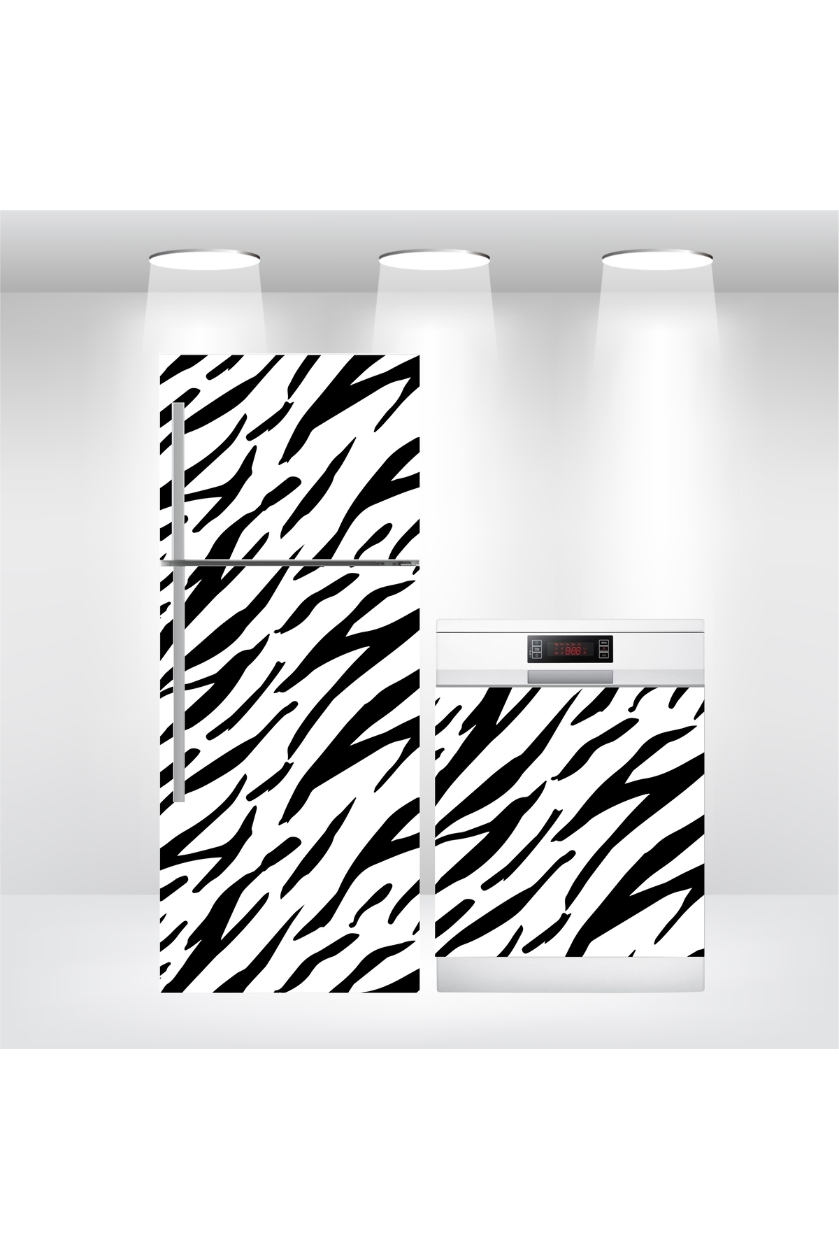 Buzdolabı Ve Bulaşık Makinesi Kapak Kendinden Yapışkanlı Folyo Kaplama Zebra Desen