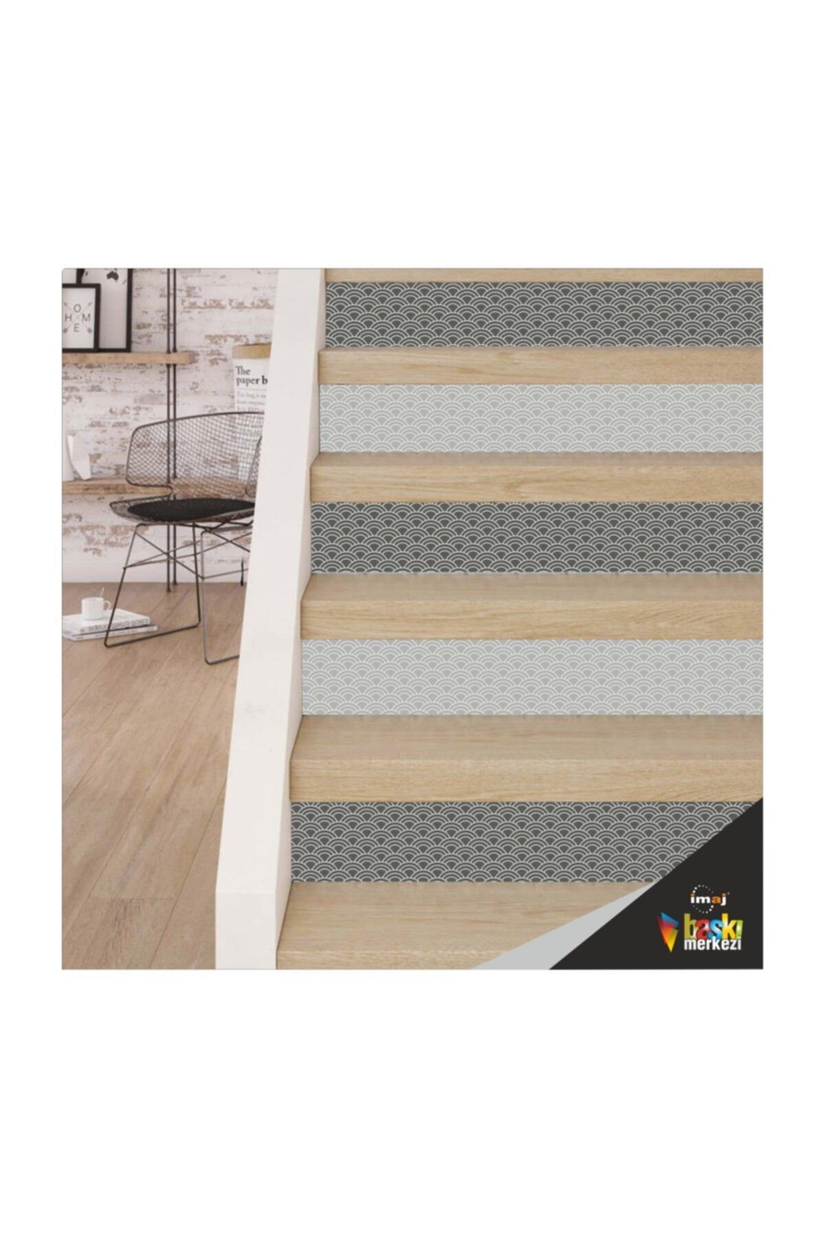Merdiven Sticker Kendinden Yapışkanlı Folyo Kaplama 5 Adet Gri-antrasit (18CM X 120CM)