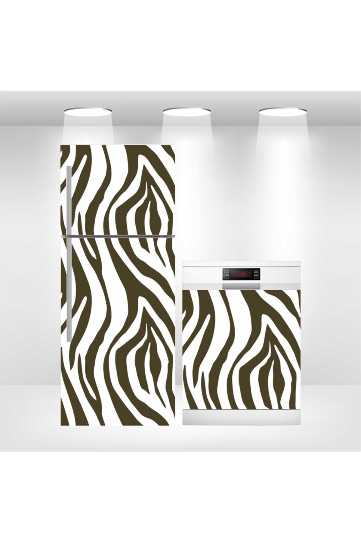 Zebra Buzdolabı Ve Bulaşık Makinesi Kapak Sticker Kendinden Yapışkanlı Kaplama Zebra