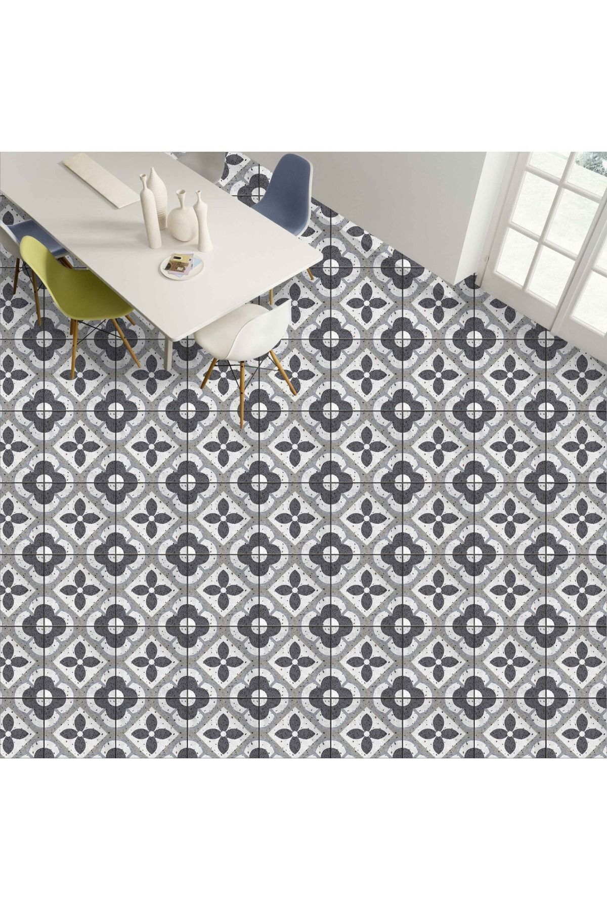 Yer Kaplama Folyosu Kendinden Yapışkanlı Laminasyonlu Taş Desen 60cm X 100cm