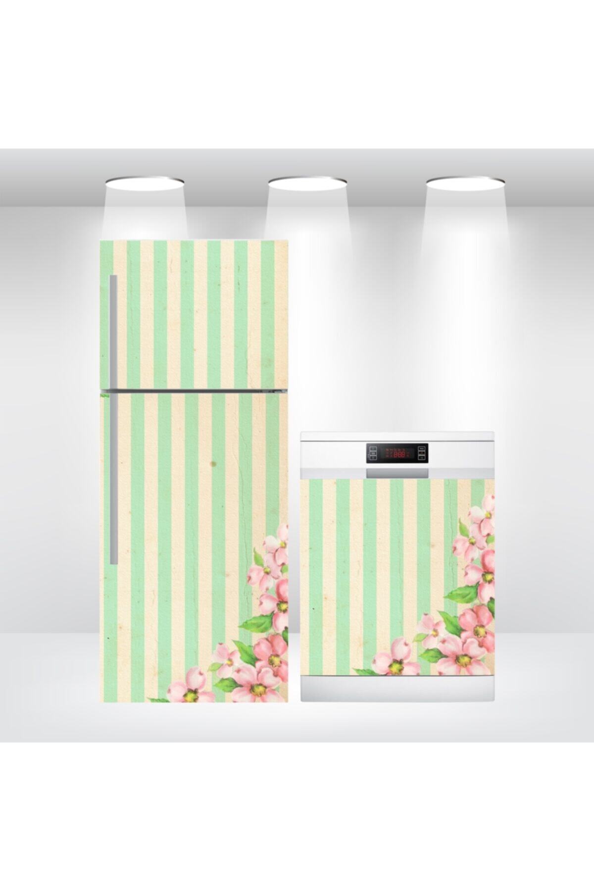 Buzdolabı Ve Bulaşık Makinesi Kapak Sticker Kendinden Yapışkanlı Folyo Kaplama Çizgili