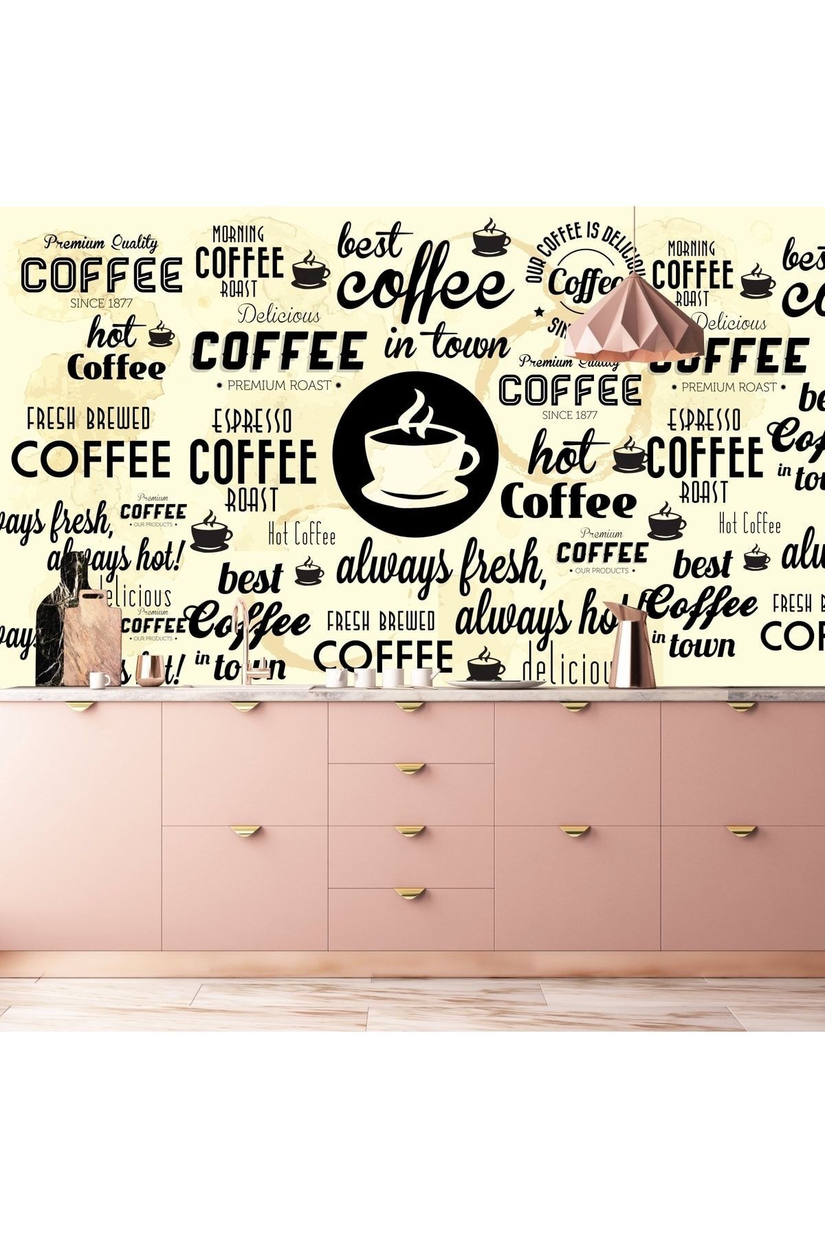 Mutfak Duvar Kaplama Folyo Kendinden Yapışkanlı Coffee 50cmx300cm