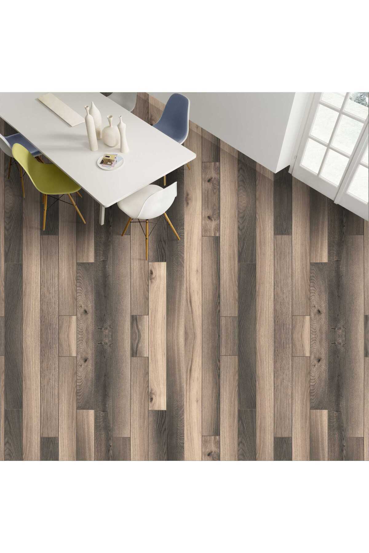 Yer Kaplama Folyosu Kendinden Yapışkanlı Laminasyonlu Ahşap Parke Desen 60cm X 100cm