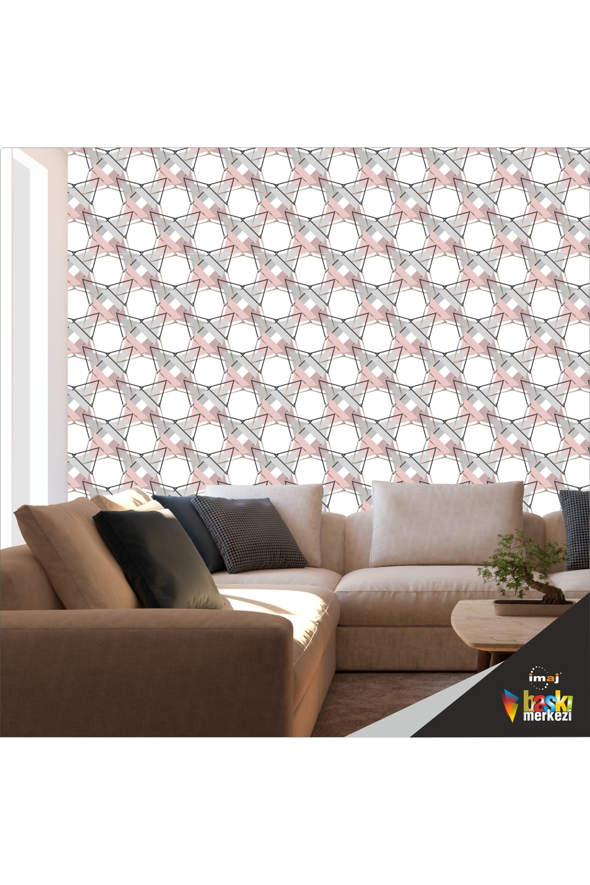 Duvar Kendinden Yapışkanlı Kaplama Folyo Geometrik 50cm X 300cm