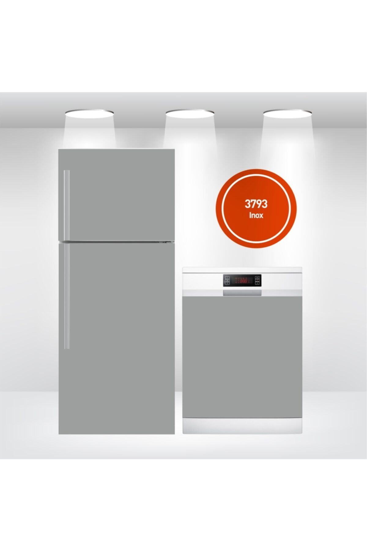 Buzdolabı Ve Bulaşık Makinesi Kapak Sticker Kendinden Yapışkanlı Folyo Gri Inox
