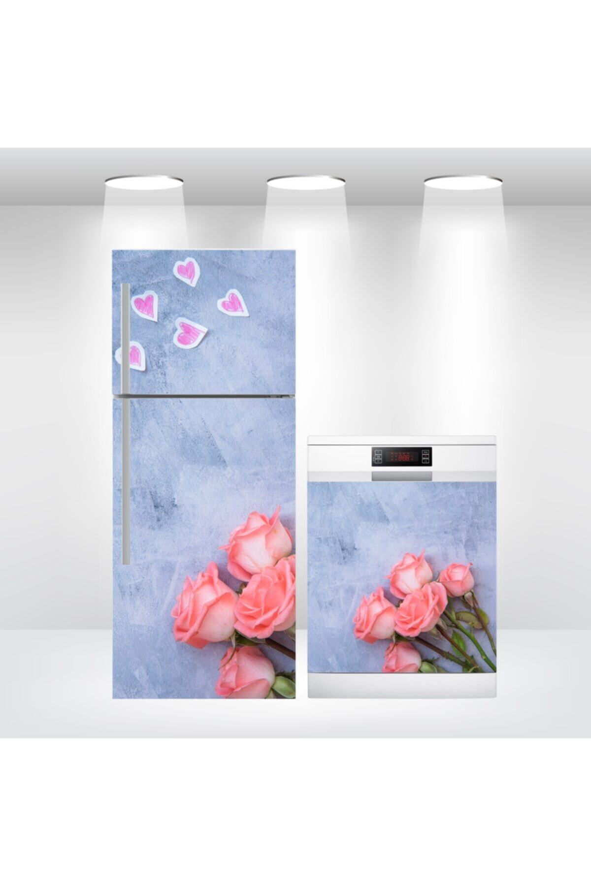 Buzdolabı Ve Bulaşık Makinesi Kapak Kendinden Yapışkanlı Sticker Folyo Kaplama Gül