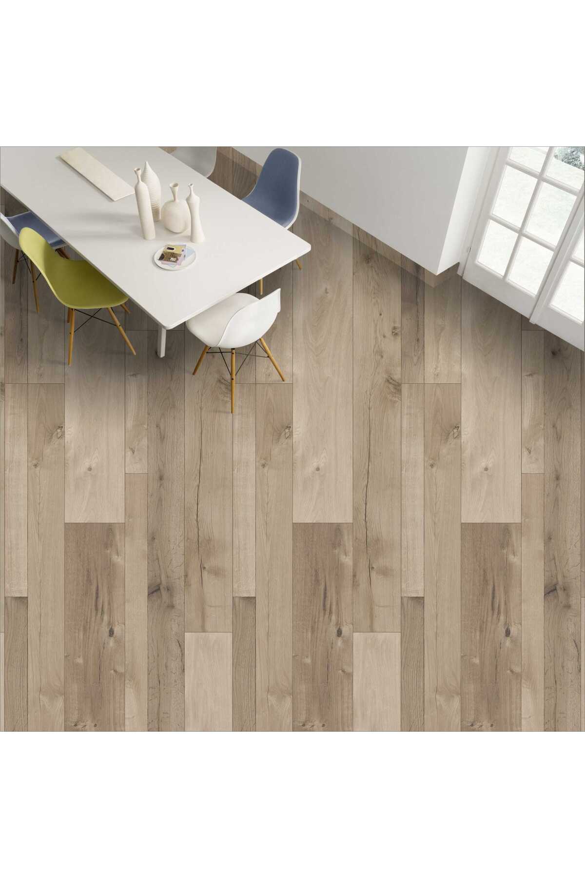 Yer Kaplama Folyosu Kendinden Yapışkanlı Laminasyonlu Ahşap Parke Desen 60cm X 100cm