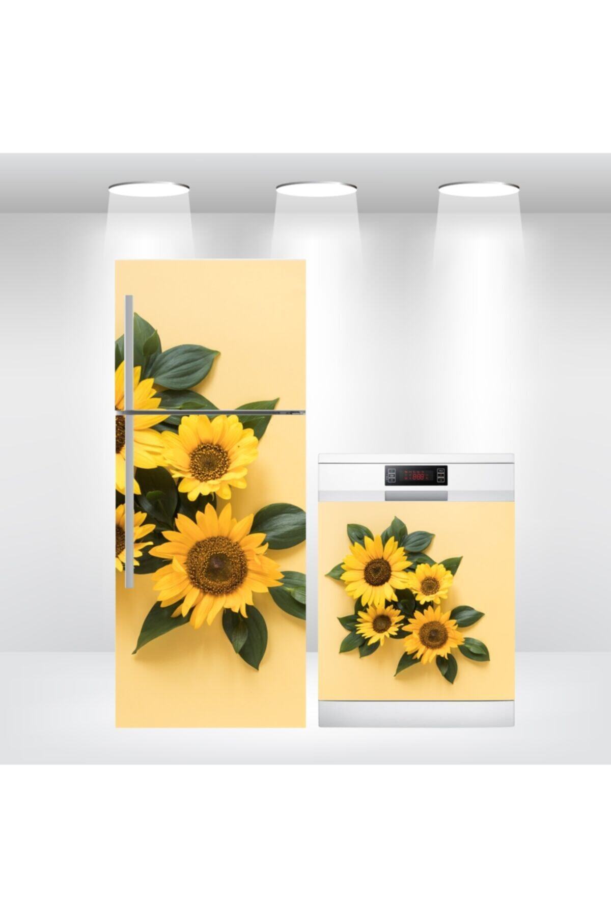 Buzdolabı Ve Bulaşık Makinesi Kapak Kendinden Yapışkanlı Sticker Folyo Ayçiçeği