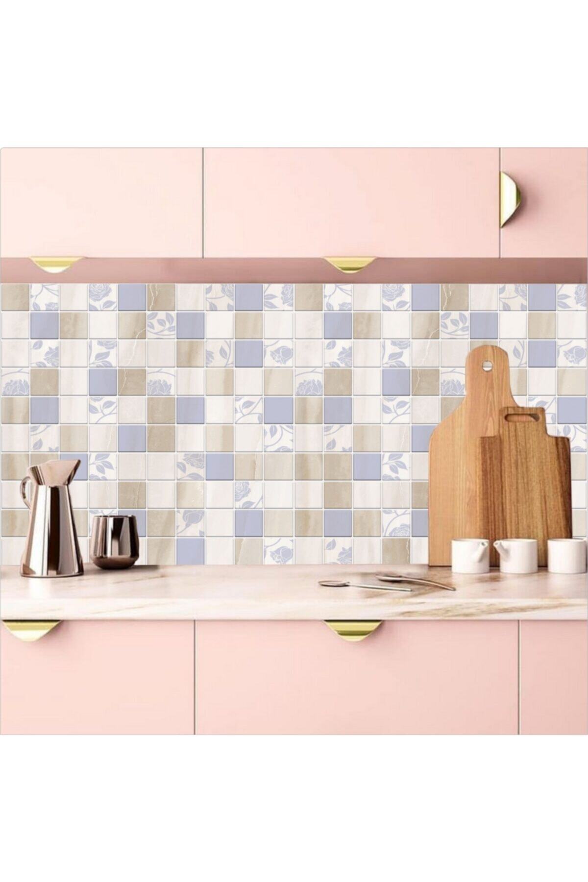 Mutfak Tezgah Arası Kendinden Yapışkanlı Folyo Kaplama Mozaik Taş Soft Desen 60cm X 100cm