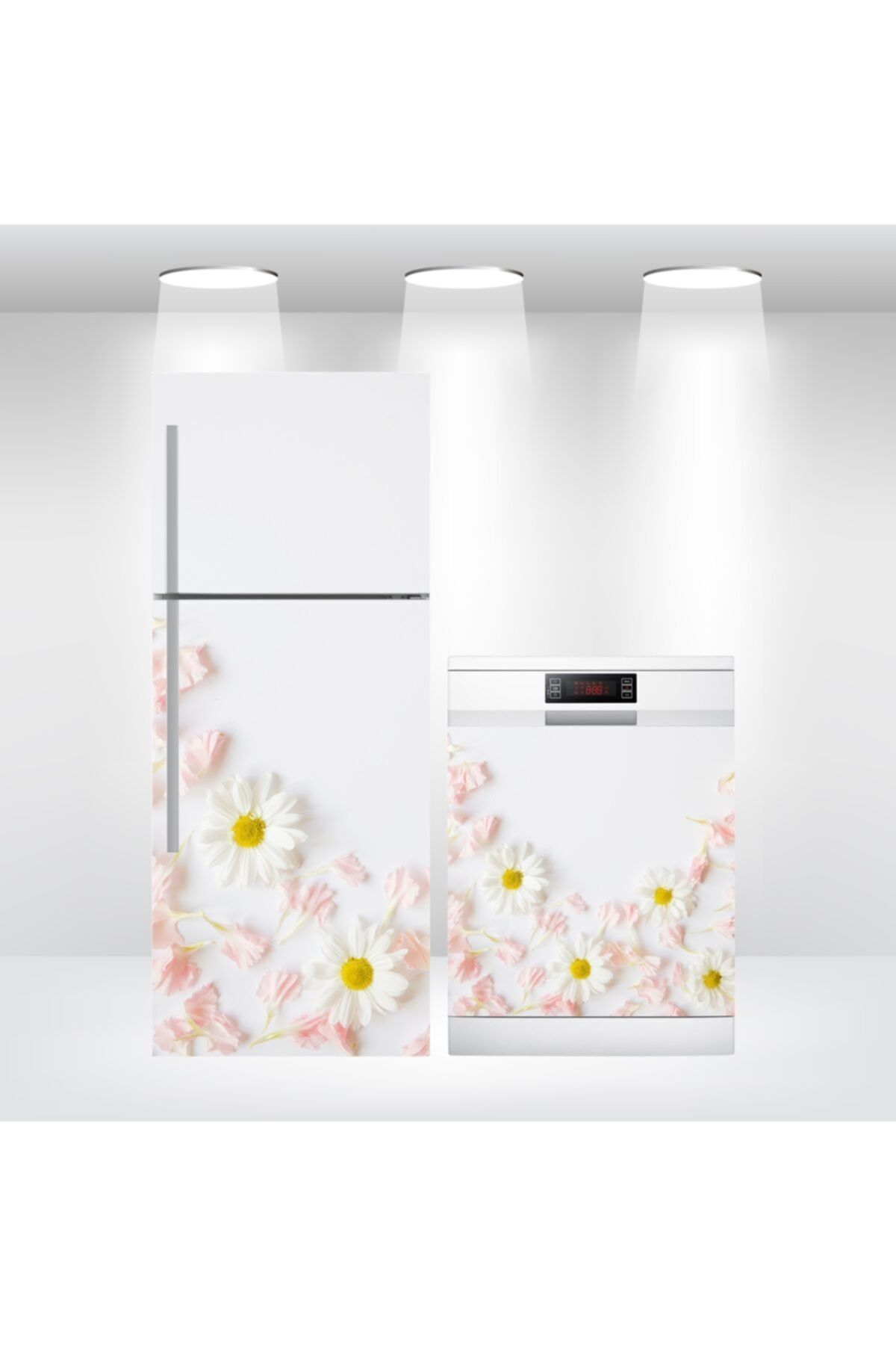 Buzdolabı Ve Bulaşık Makinesi Kapak Kendinden Yapışkanlı Sticker Folyo Papatya