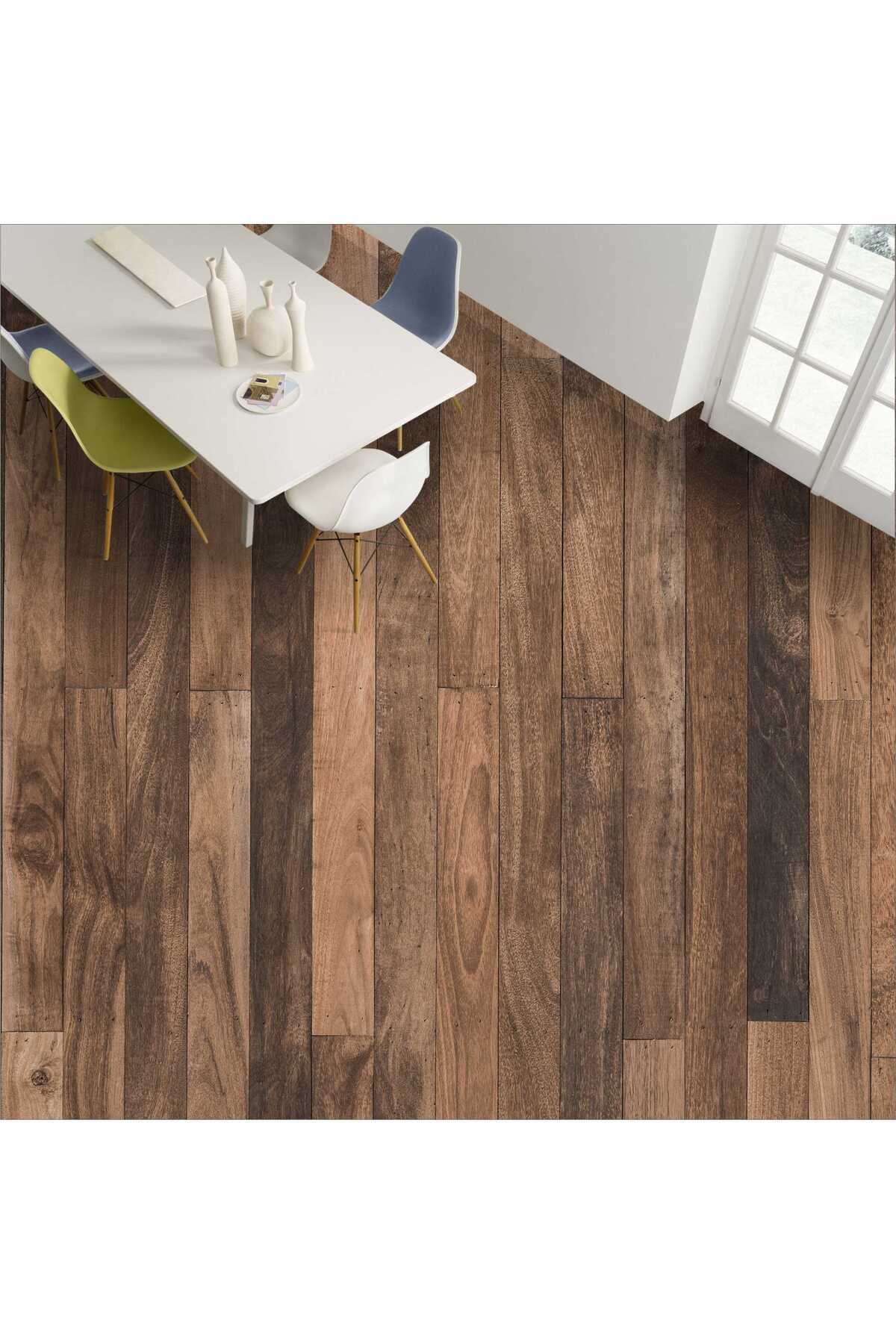 Yer Kaplama Folyosu Kendinden Yapışkanlı Laminasyonlu Ahşap Parke Desen 60cm X 100cm