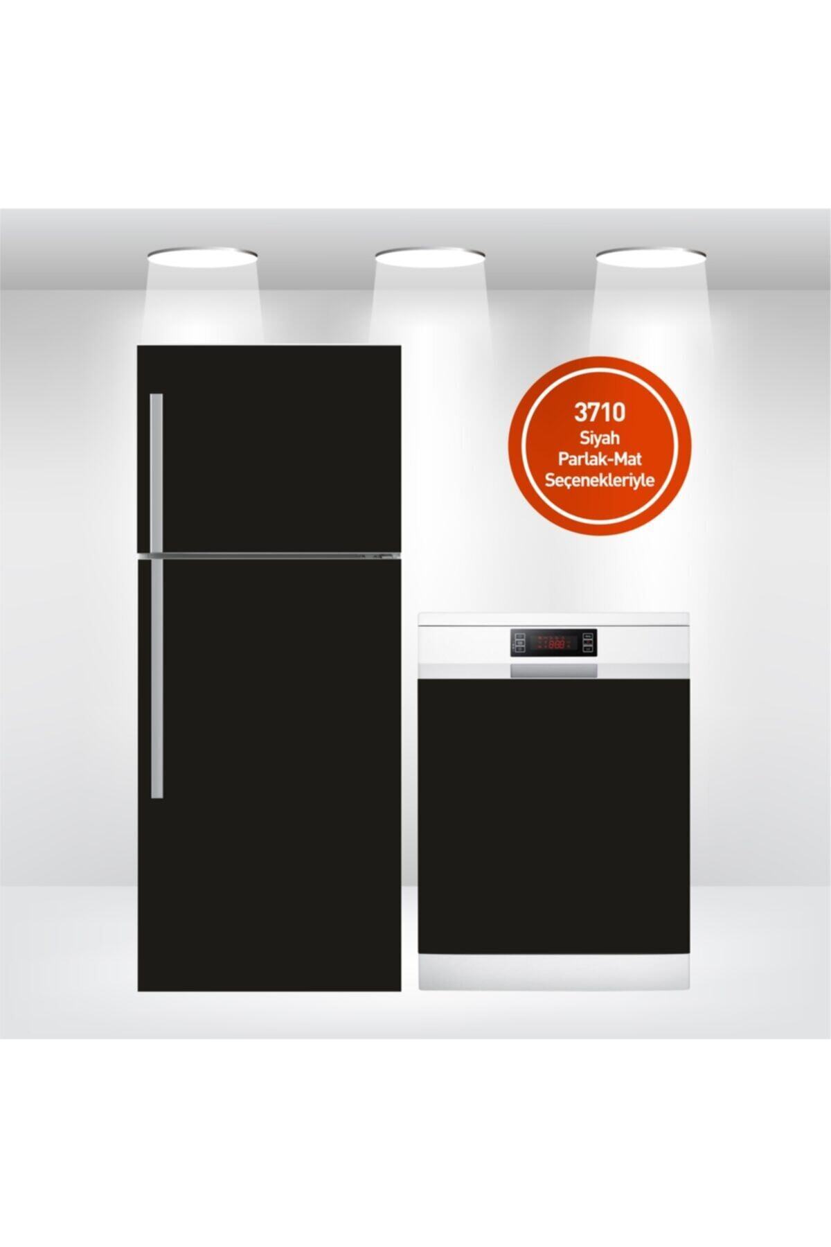 Siyah Buzdolabı Ve Bulaşık Makinesi Kapak Sticker Kendinden Yapışkanlı Folyo Kaplama