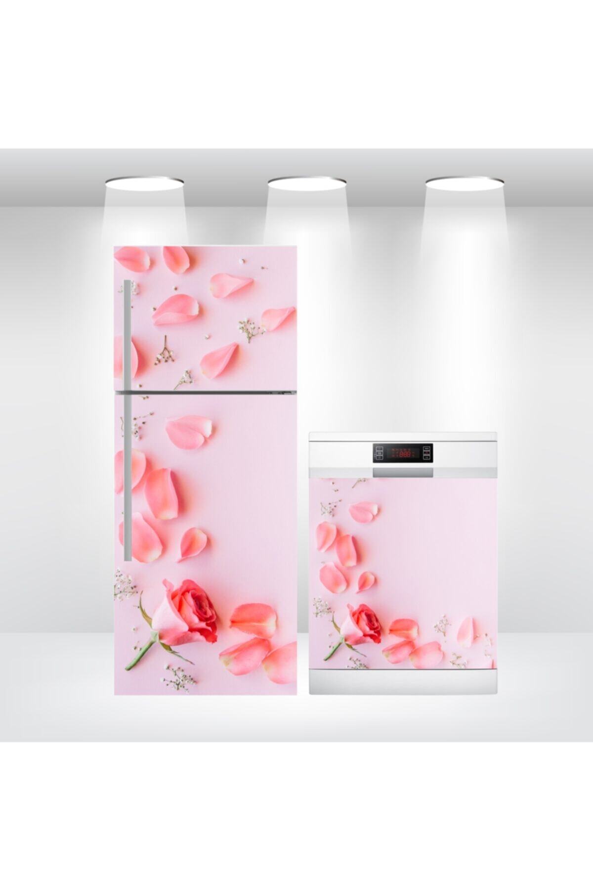 Buzdolabı Ve Bulaşık Makinesi Kapak Kendinden Yapışkanlı Sticker Folyo Gül