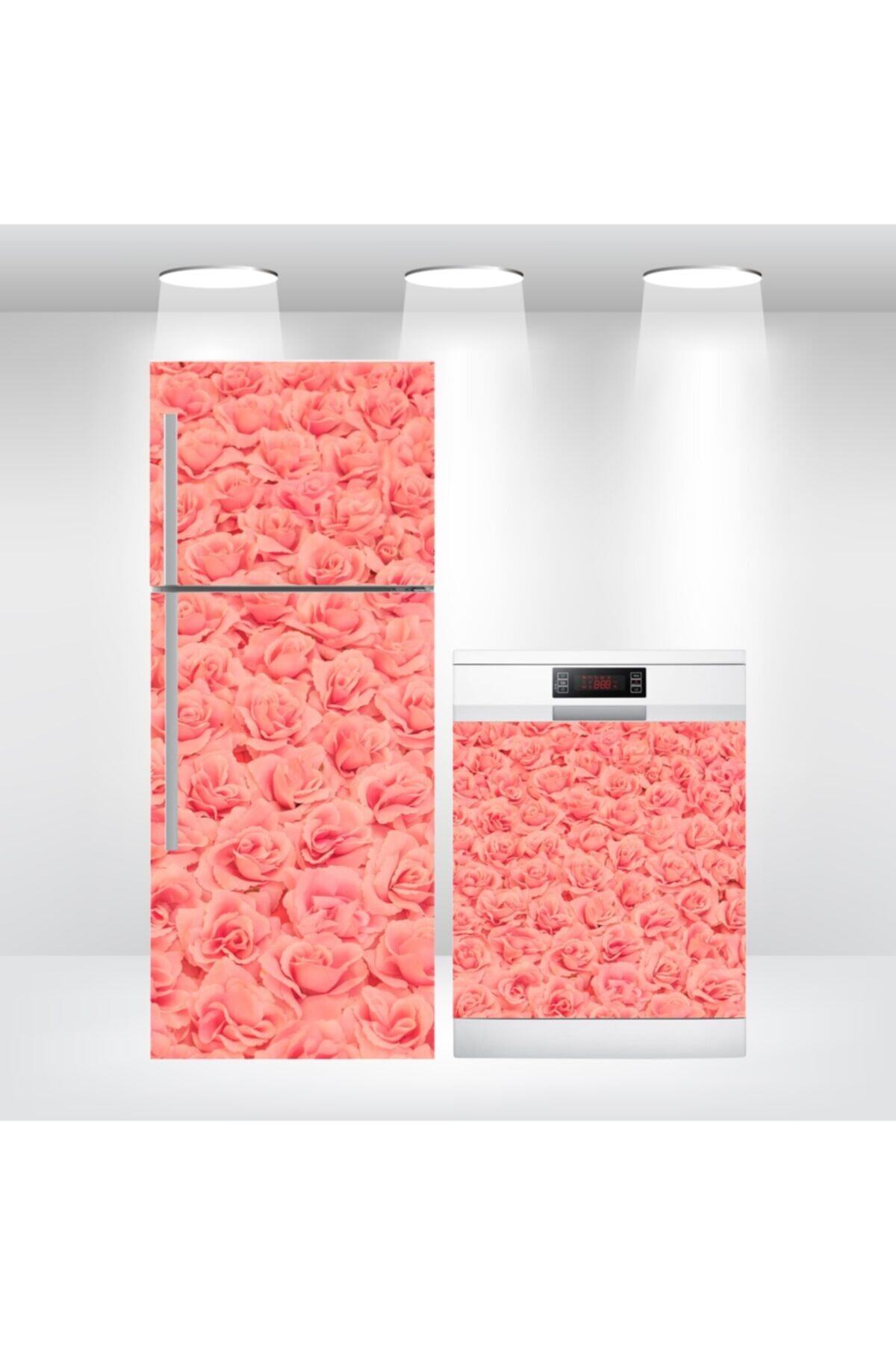 Buzdolabı Ve Bulaşık Makinesi Kapak Kendinden Yapışkanlı Sticker Folyo Gül