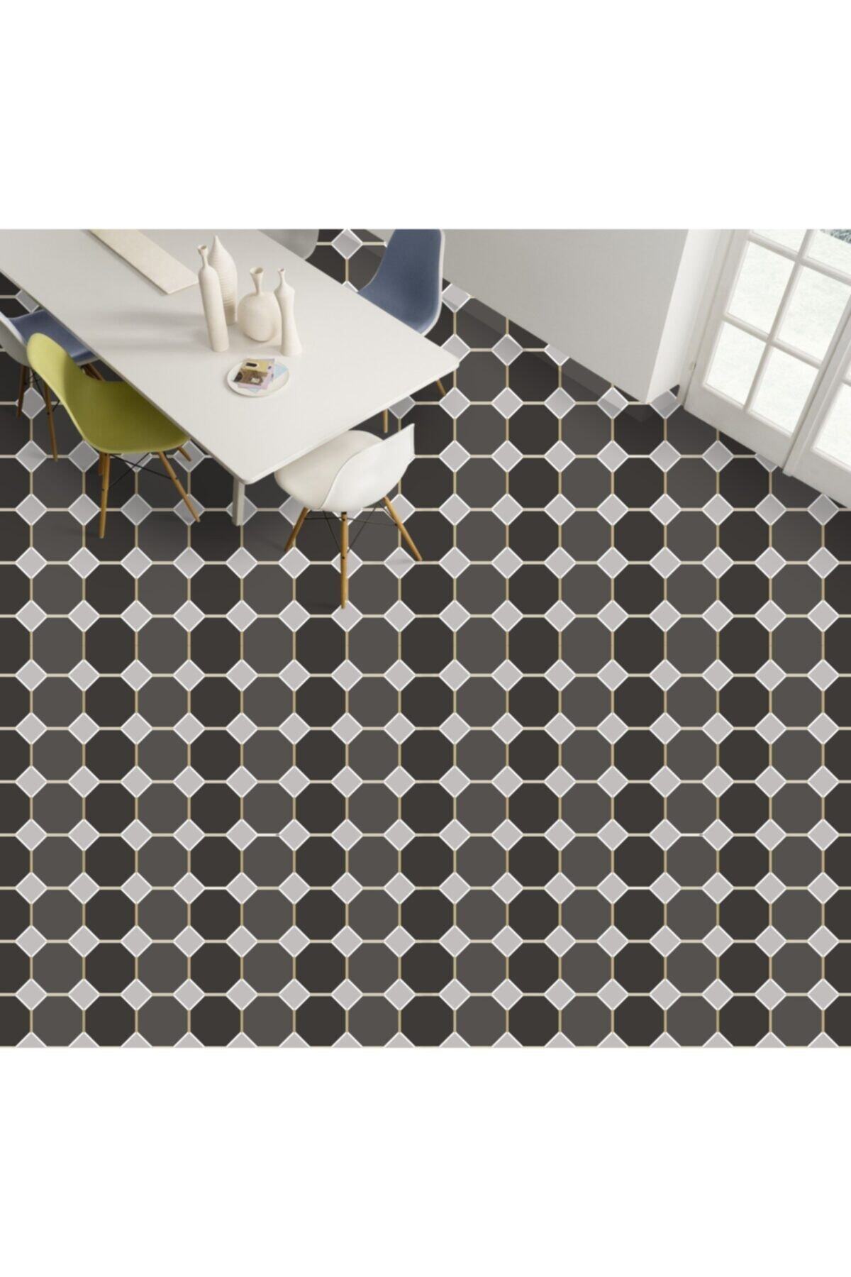 Kendinden Yapışkanlı Yer Kaplama Folyosu Laminasyonlu Karo Taş Desen 60 Cm X 100 Cm