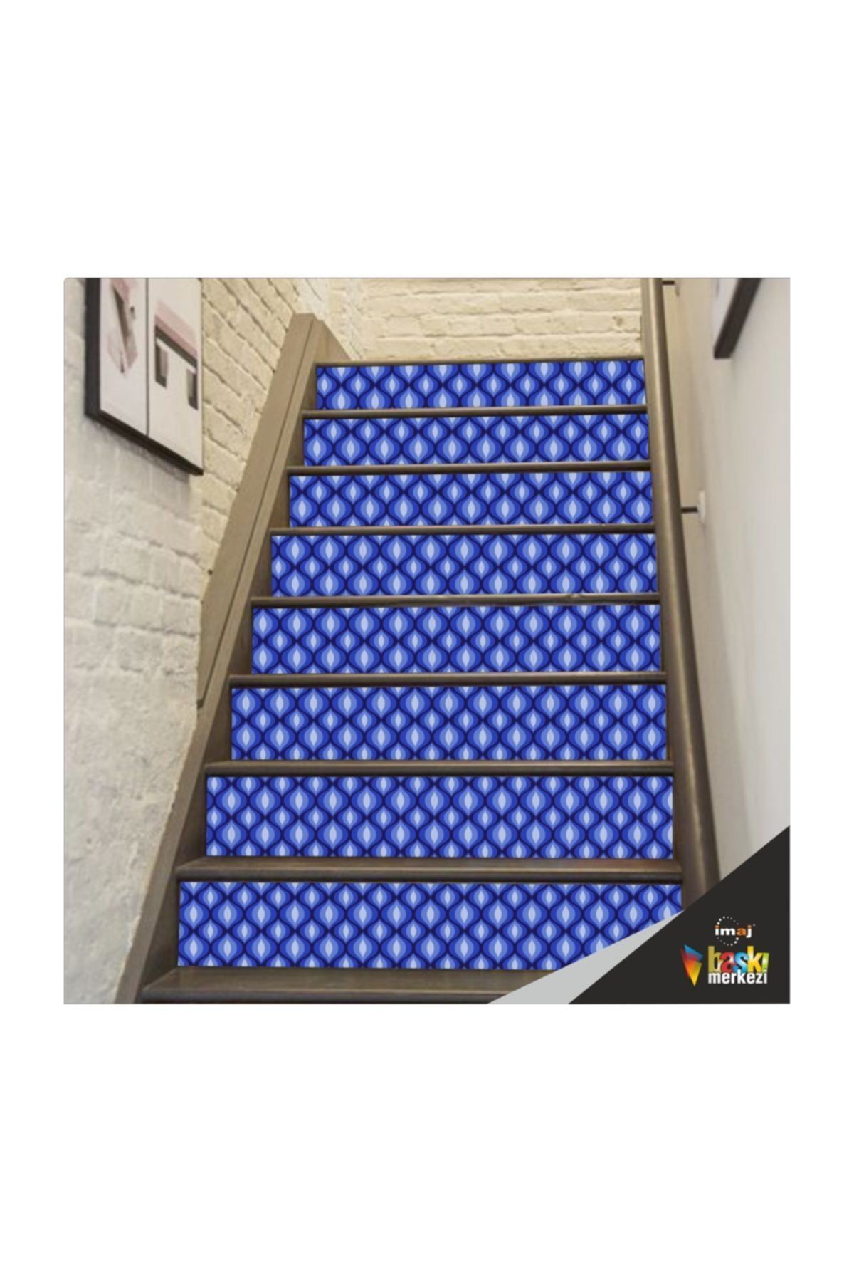 Merdiven Sticker Kendinden Yapışkanlı Folyo Kaplama 5 Adet Lacivert (18 X 120 Cm )