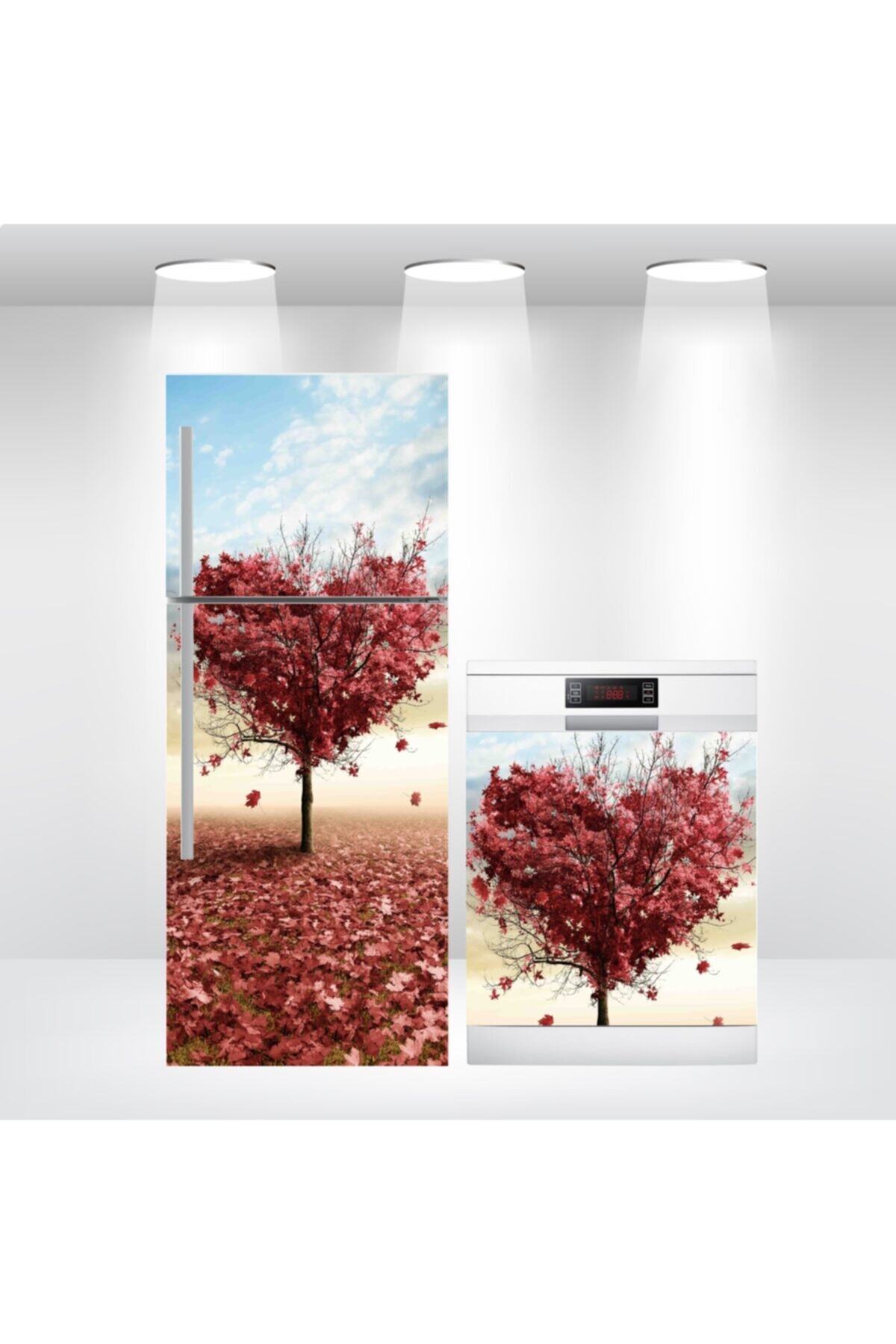 Buzdolabı Ve Bulaşık Makinesi Kapak Kendinden Yapışkanlı Sticker Folyo Kalp