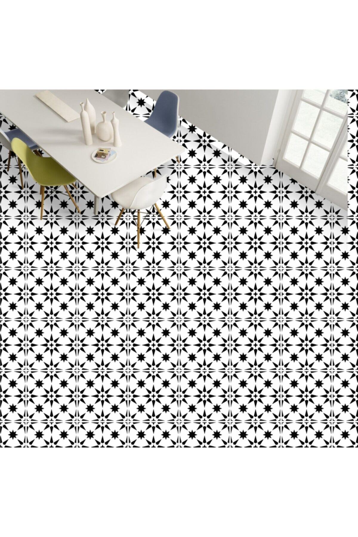 Yer Kaplama Folyosu Kendinden Yapışkanlı Laminasyonlu Yıldız Karo Taş Desen 60cmx100cm