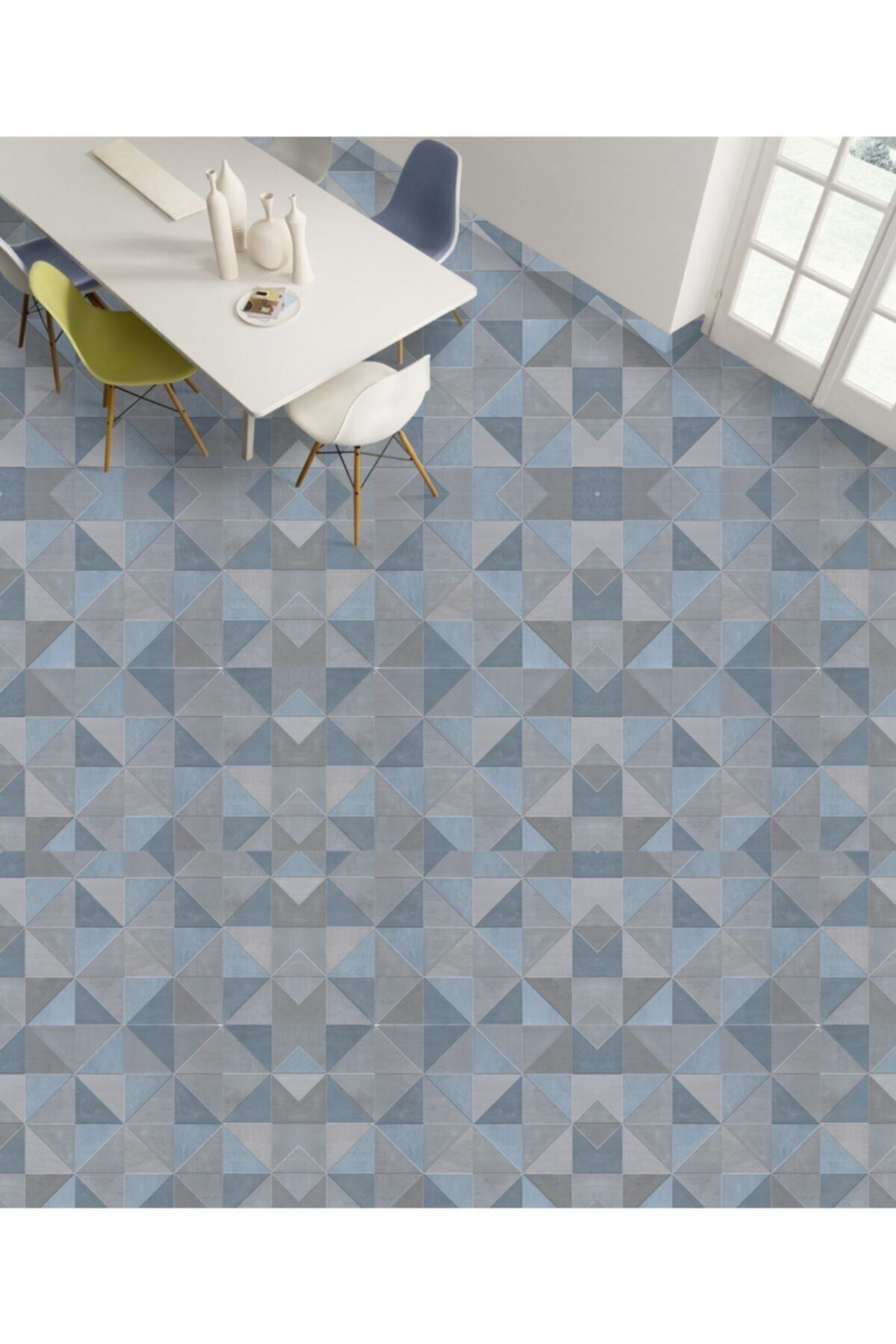 Yer Kaplama Folyosu Kendinden Yapışkanlı Laminasyonlu Karo Taş Desen 60x100cm