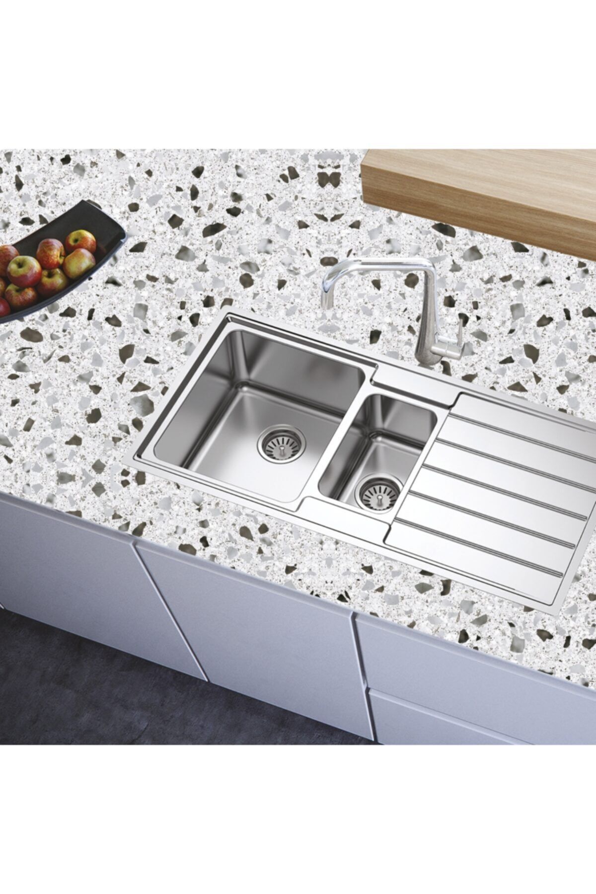Mutfak Tezgah Üstü Kendinden Yapışkanlı Folyo Kaplama Terrazzo Desen 70cmx100cm