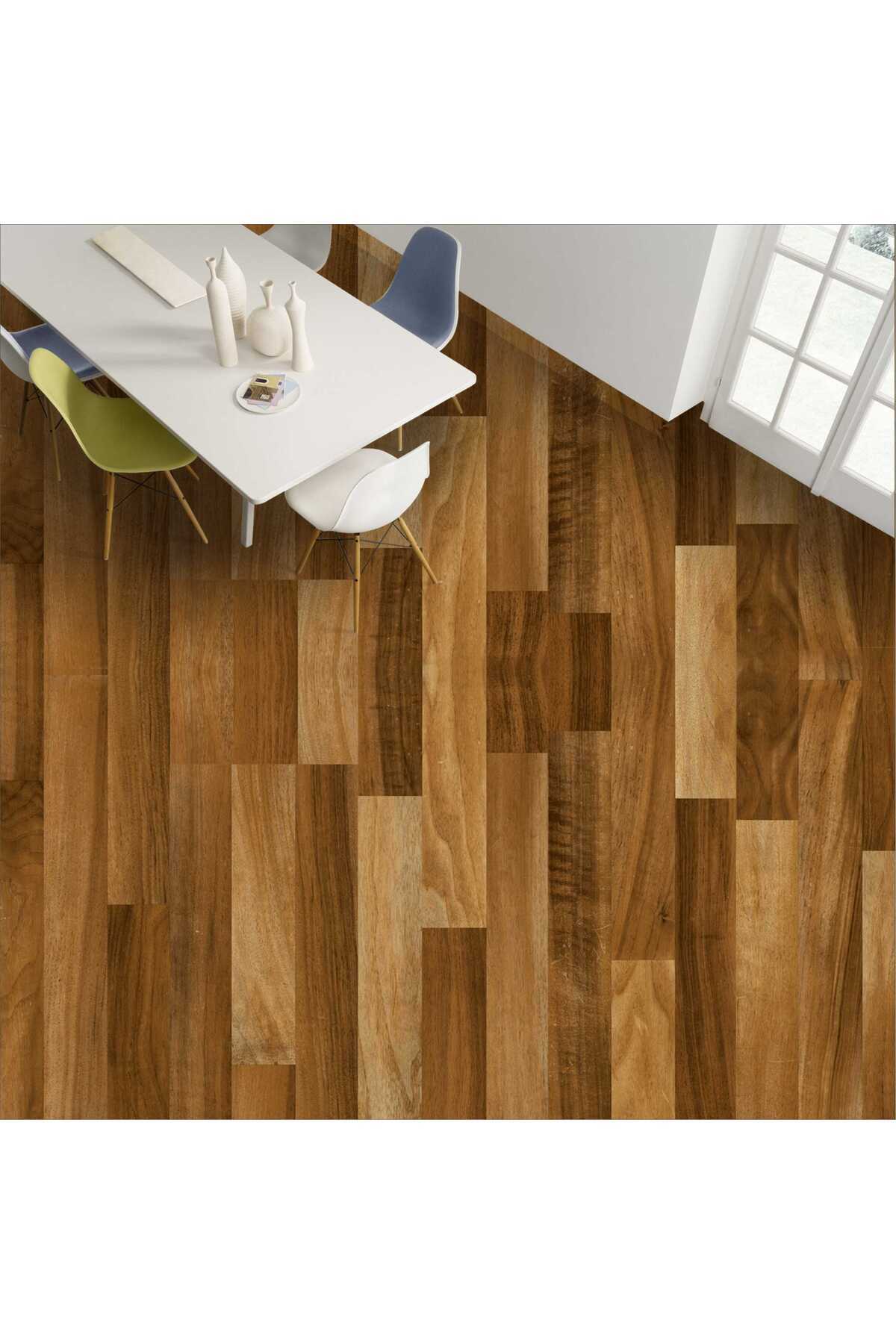 Yer Kaplama Folyosu Kendinden Yapışkanlı Laminasyonlu Ahşap Parke Desen 60cm X 100cm