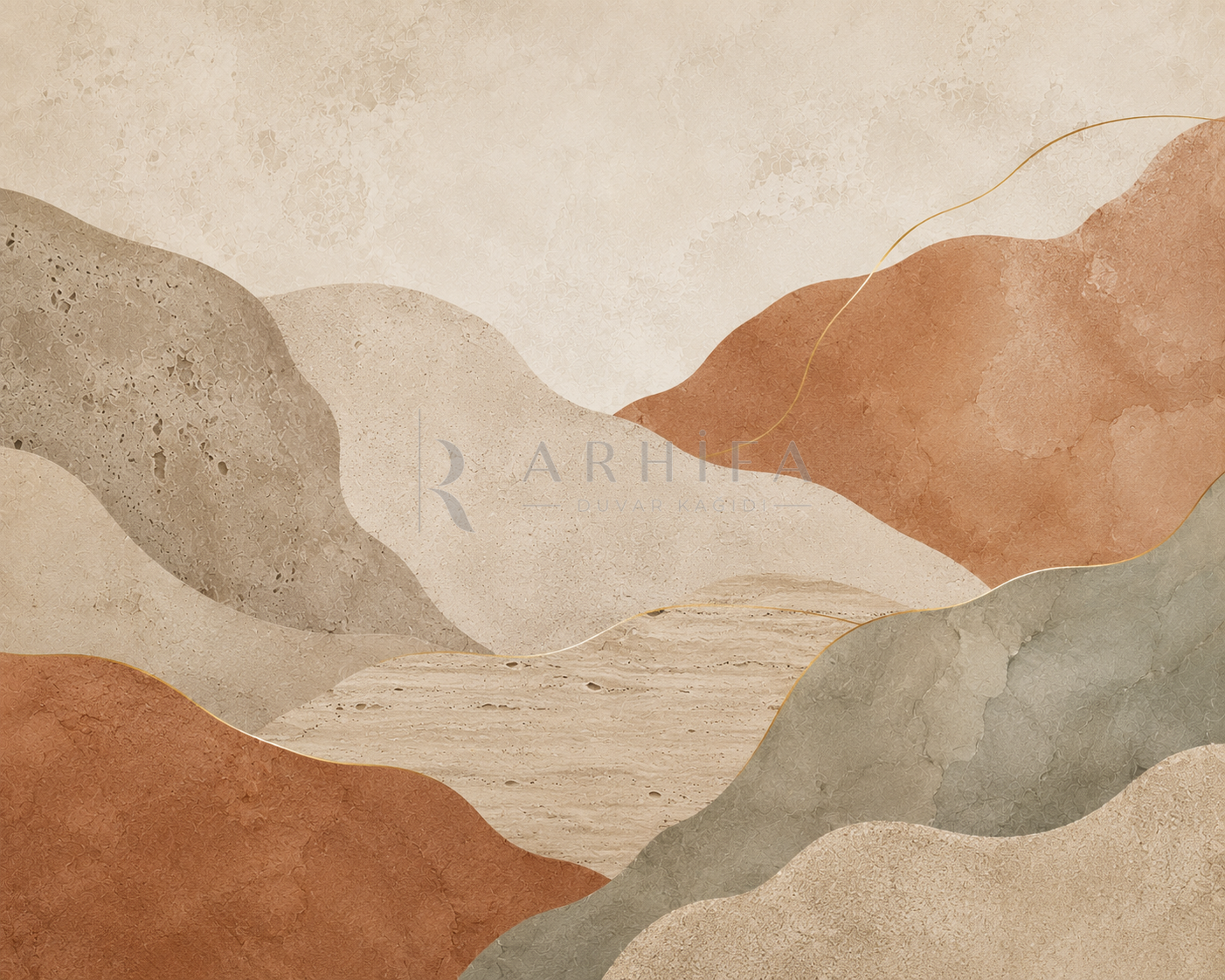 Earth Composition (kil, kum, traverten ve doğal pigment katmanları) Duvar Kağıdı (AA-014) – görsel 2