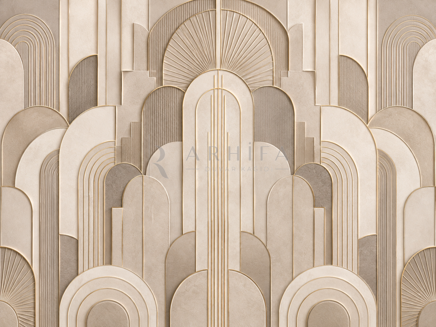 — Champagne Geometry Duvar Kağıdı (AD-002) – görsel 2