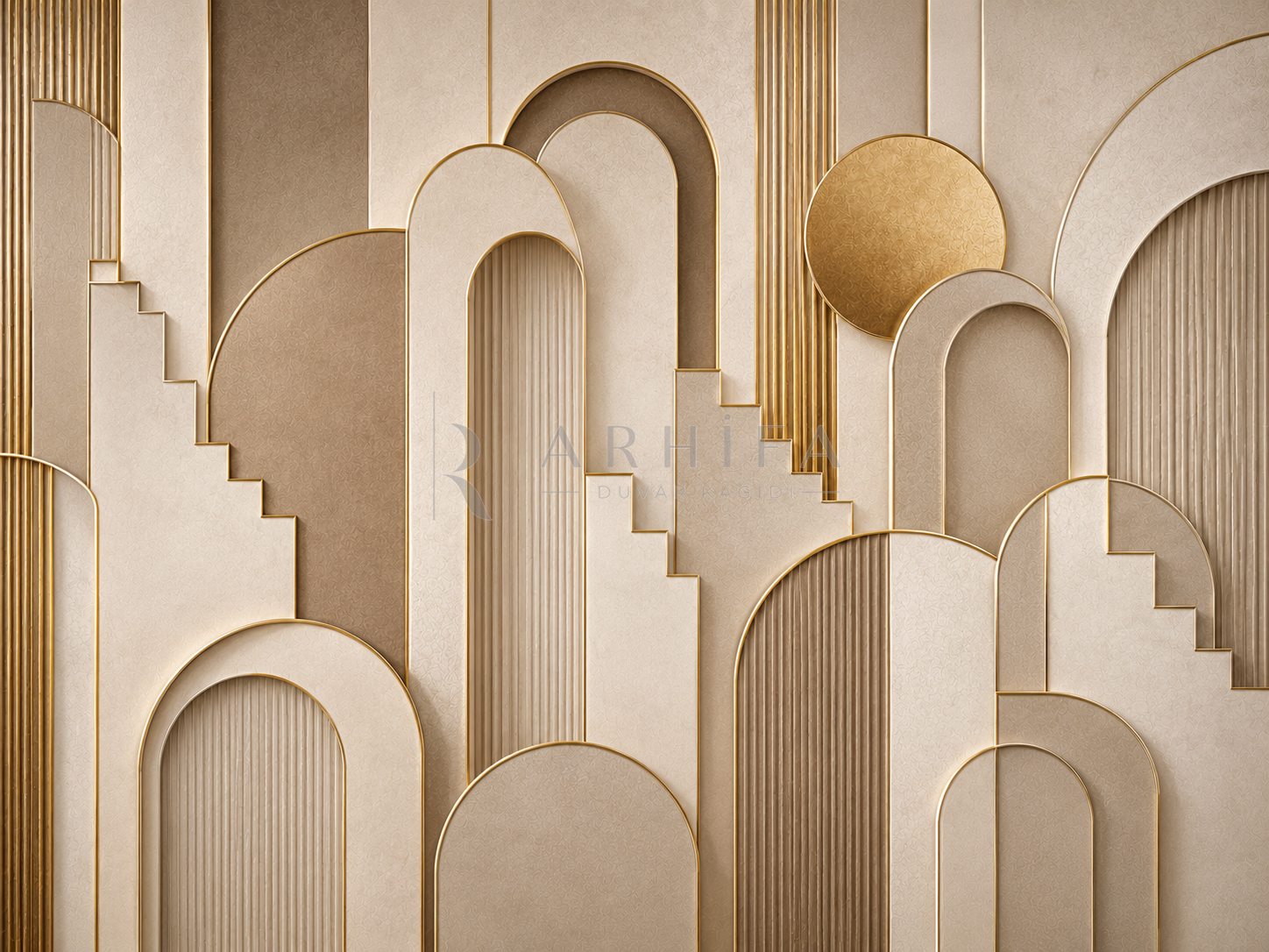 — Architectural Gold Duvar Kağıdı (AD-011) – görsel 2