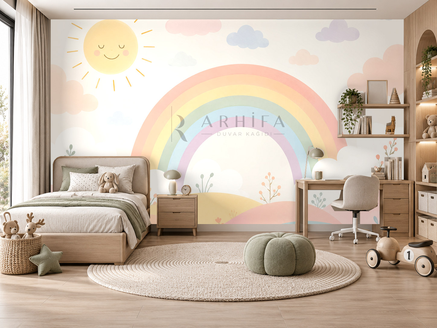 Sun and Rainbow Duvar Kağıdı (RB-011) – görsel 1