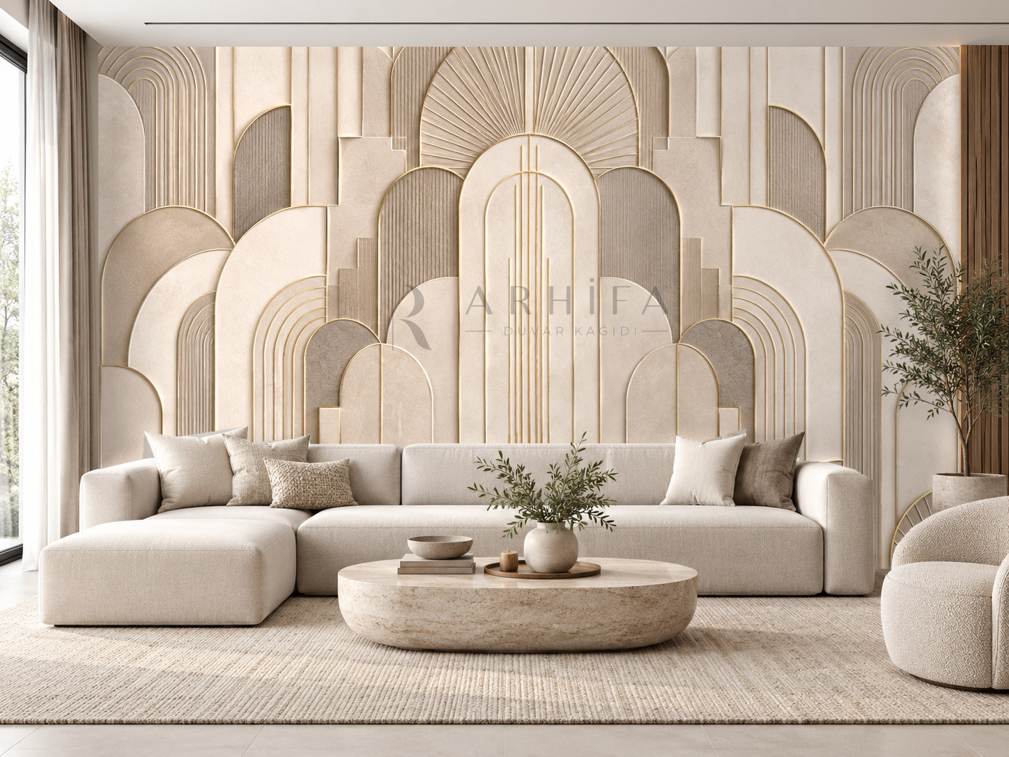 — Champagne Geometry Duvar Kağıdı (AD-002) – görsel 1