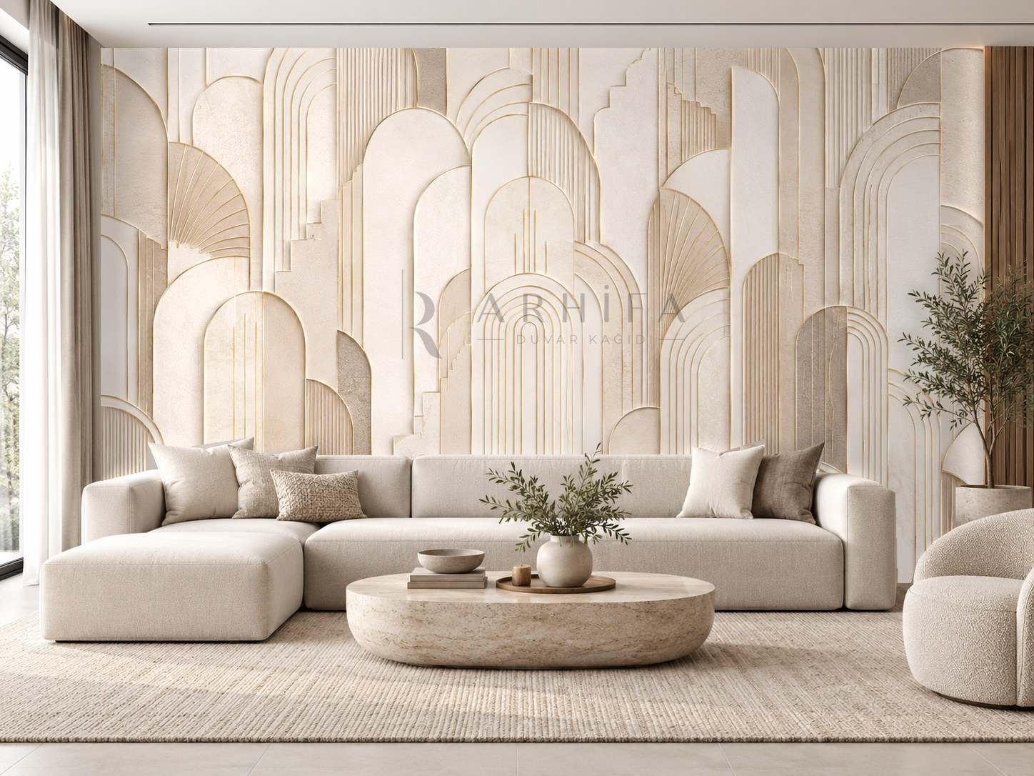 — Soft Deco Lines Duvar Kağıdı (AD-004) – görsel 1