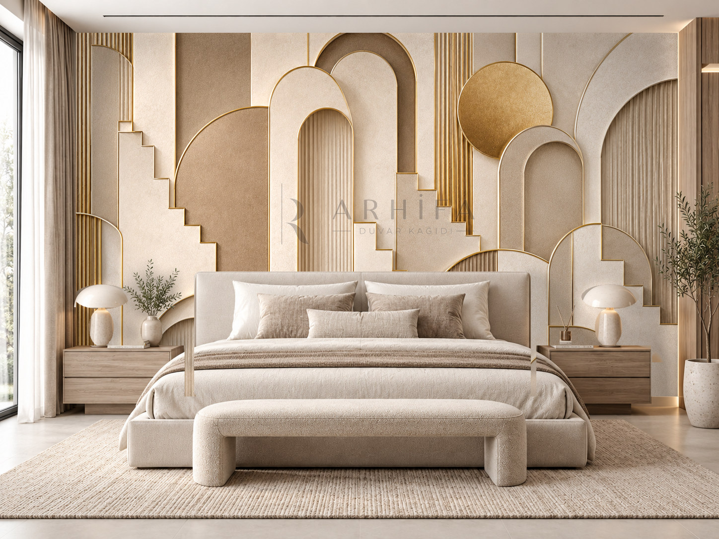 — Architectural Gold Duvar Kağıdı (AD-011) – görsel 1