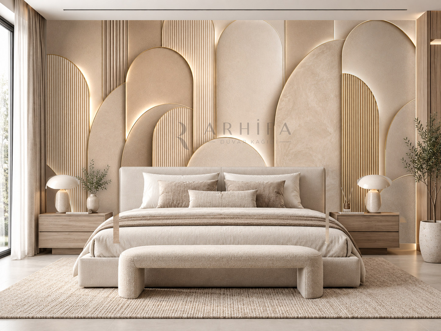 — Champagne Curve Duvar Kağıdı (AD-013) – görsel 1