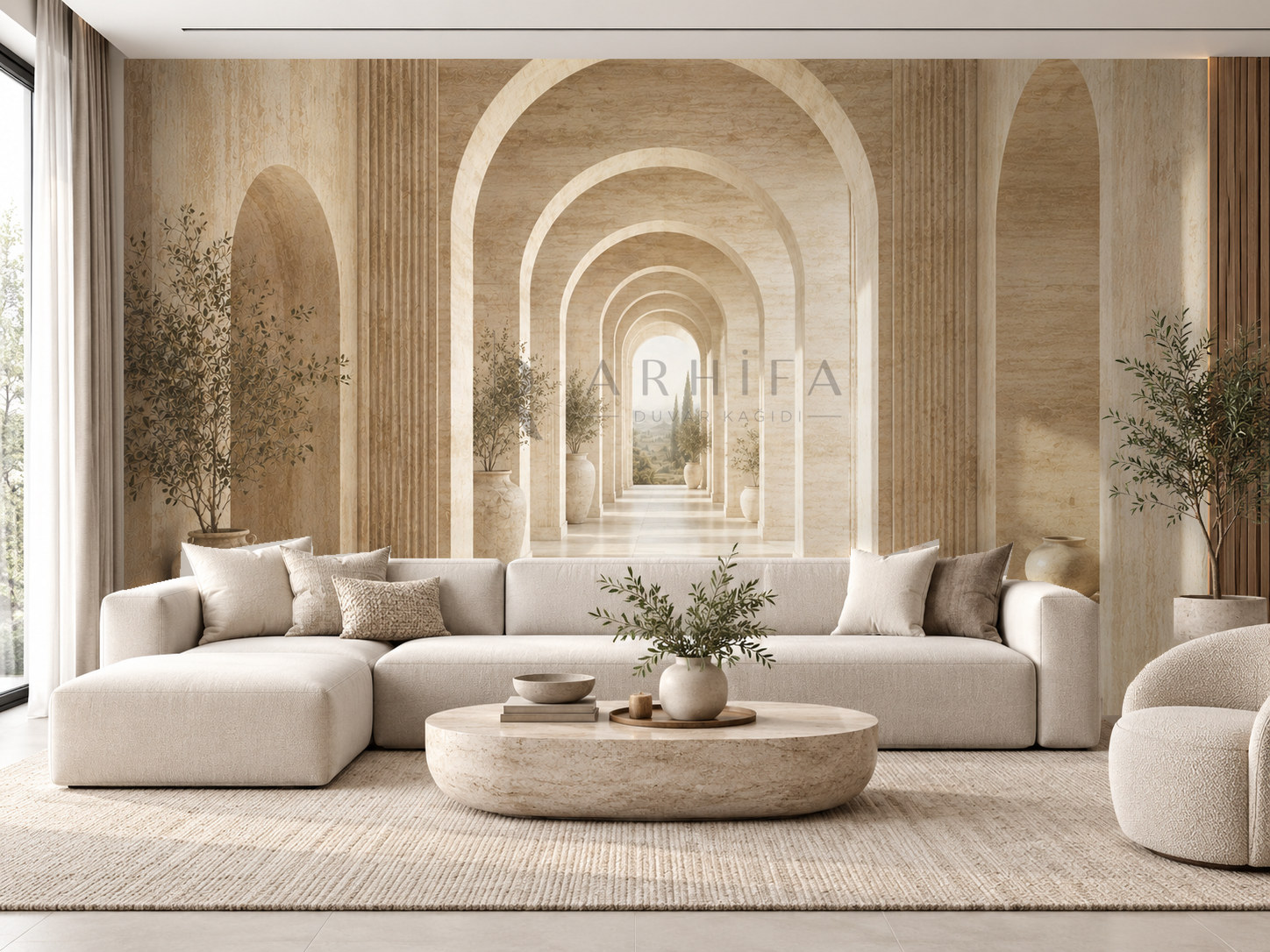 Travertine Arches Duvar Kağıdı (C08-TR-007) – görsel 1