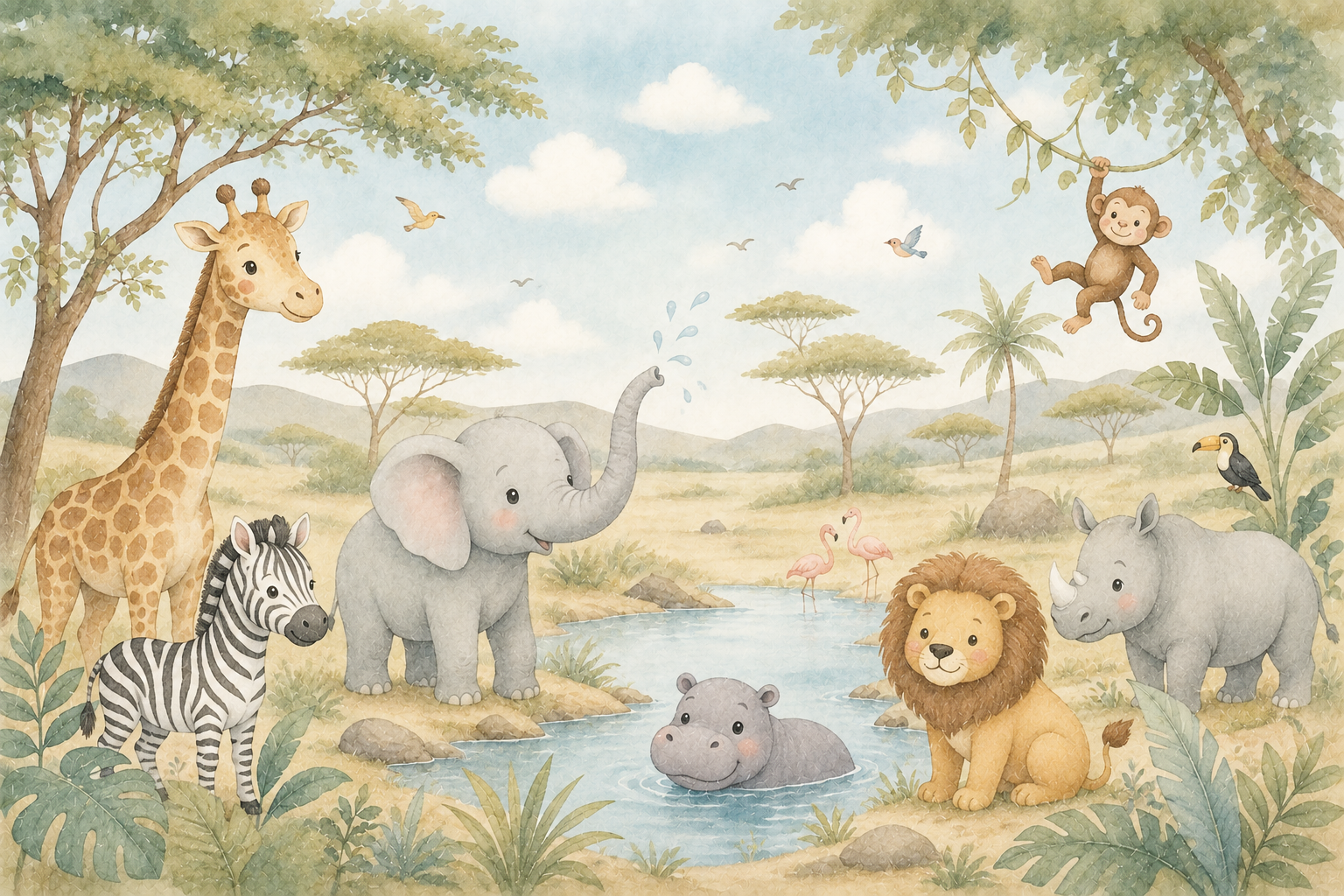 Friendly Safari Duvar Kağıdı (HC-K002) – görsel 2