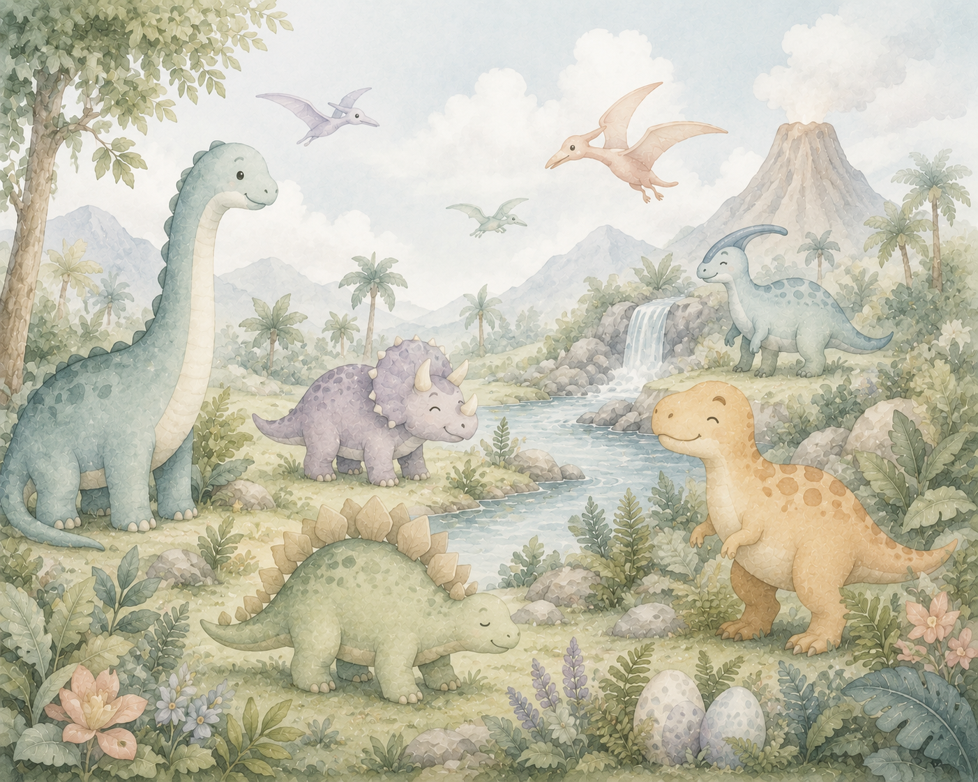Calm Dinosaurs Duvar Kağıdı (HC-K008) – görsel 2