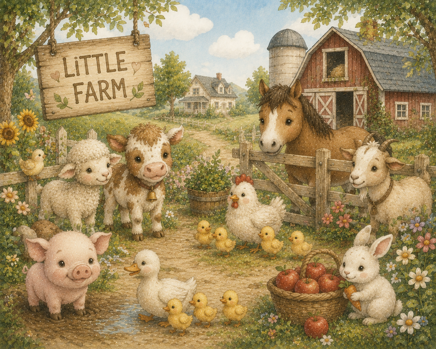 Little Farm (çiftlik hayvanları) Duvar Kağıdı (HC-K012) – görsel 2