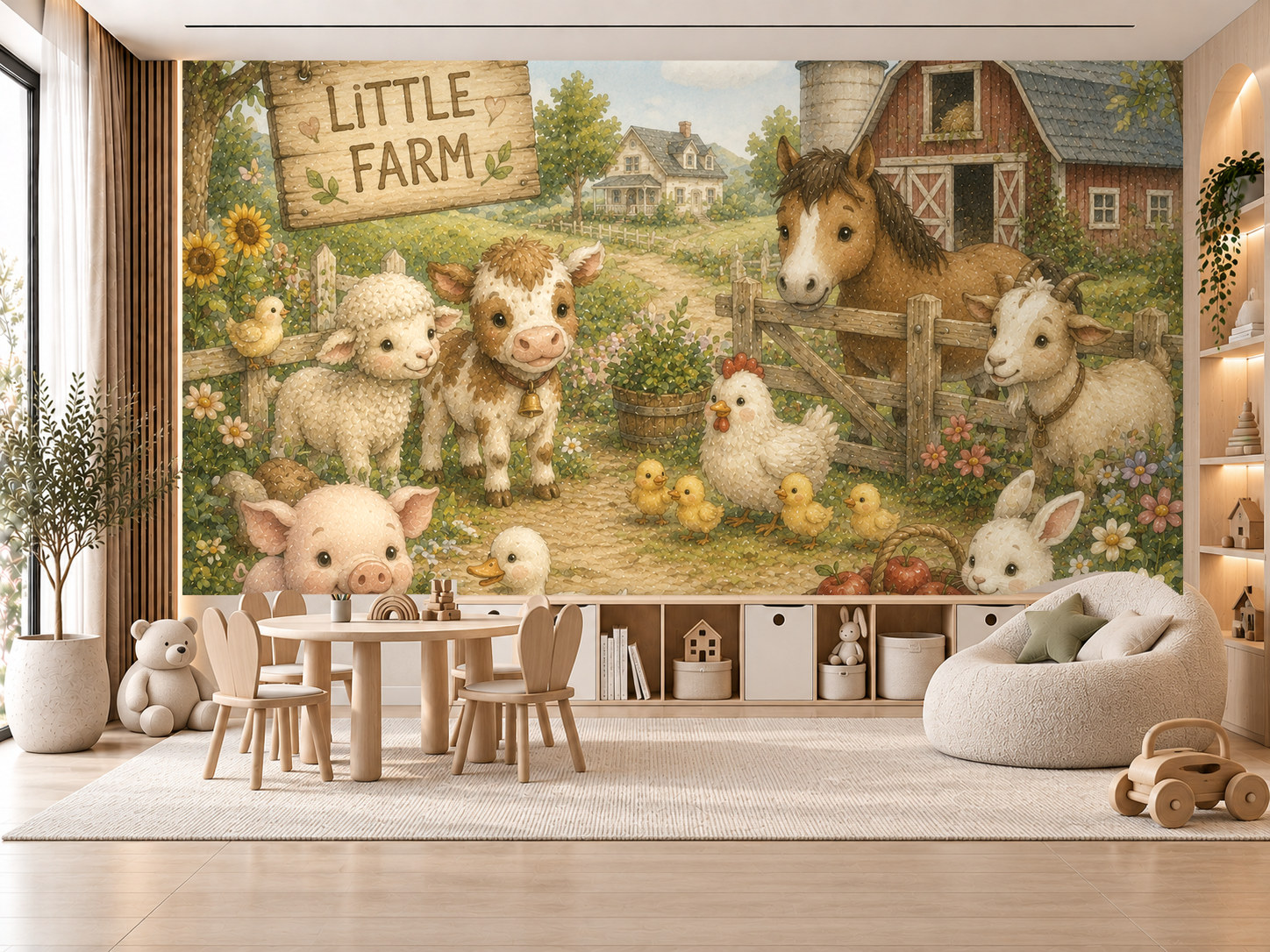 Little Farm (çiftlik hayvanları) Duvar Kağıdı (HC-K012) – görsel 1