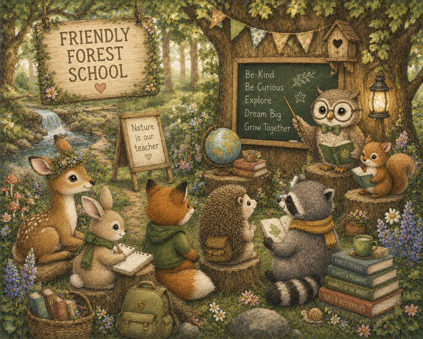 Friendly Forest School (doğa içinde öğrenme teması) Duvar Kağıdı (HC-K019) – görsel 2