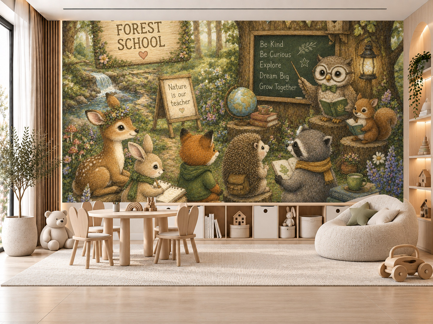 Friendly Forest School (doğa içinde öğrenme teması) Duvar Kağıdı (HC-K019) – görsel 1