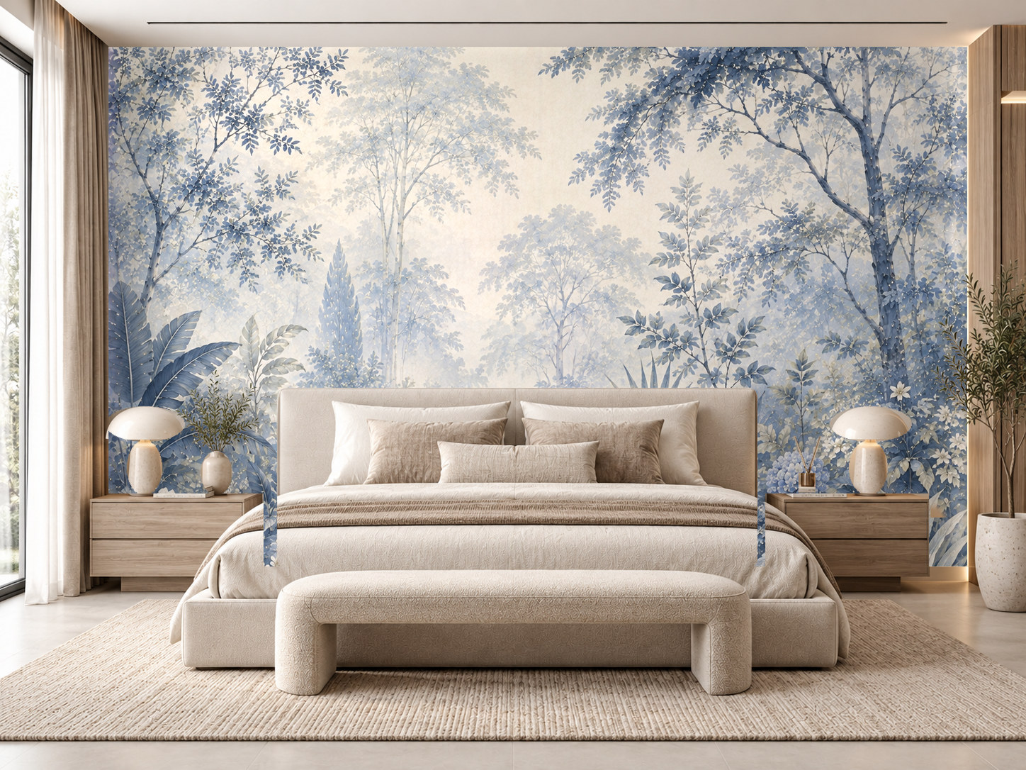 Blue Botanical Forest Duvar Kağıdı (FMN-009A) – görsel 1