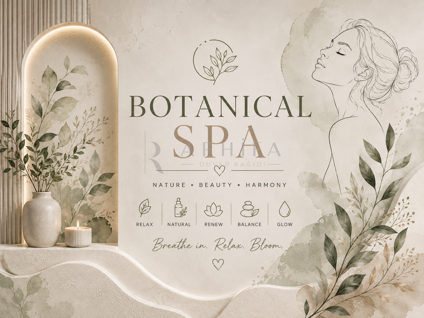 — Botanical Spa Duvar Kağıdı (BW-013) – görsel 2