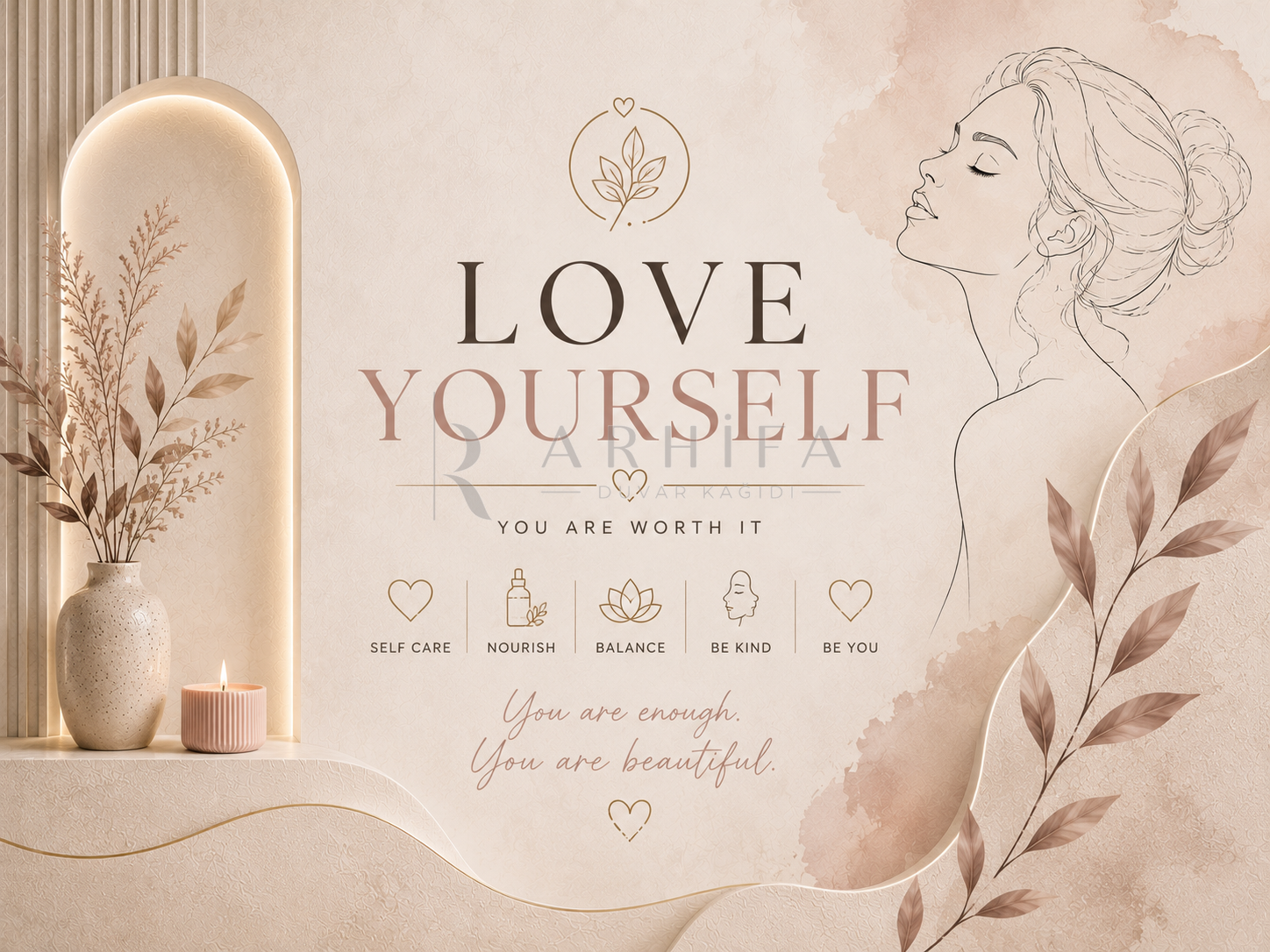 — Love Yourself Duvar Kağıdı (BW-014) – görsel 2