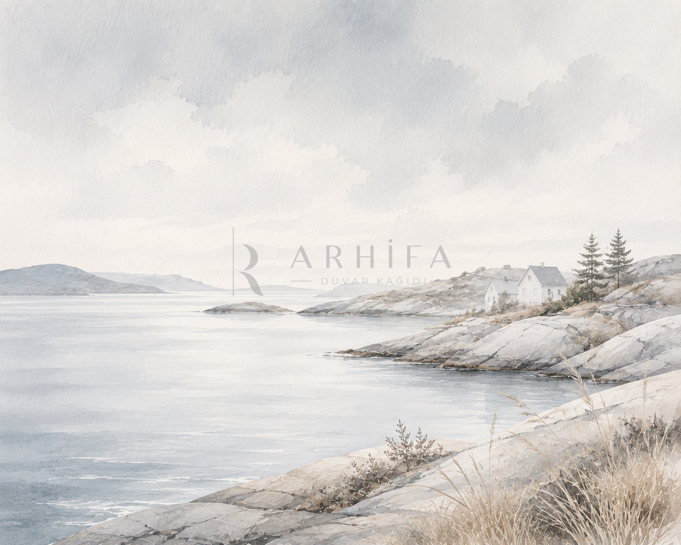 Nordic Coast (İskandinav sahilleri, açık tonlar ve sade formlar) Duvar Kağıdı (CC-015) – görsel 2
