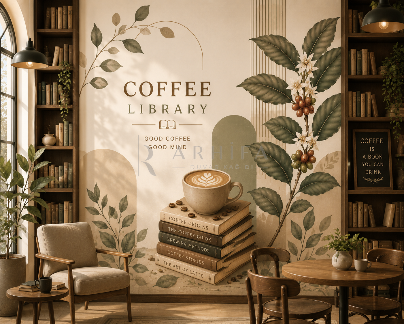 Coffee Library Duvar Kağıdı (CF-011) – görsel 2