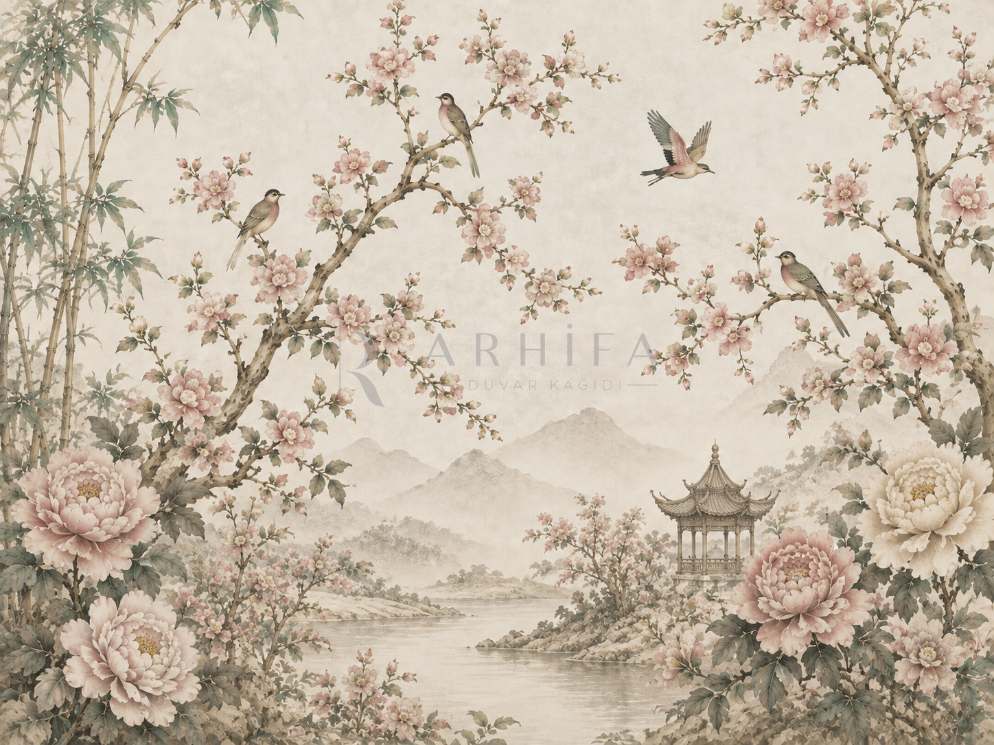 — Blossom Birds Duvar Kağıdı (CH-003) – görsel 2