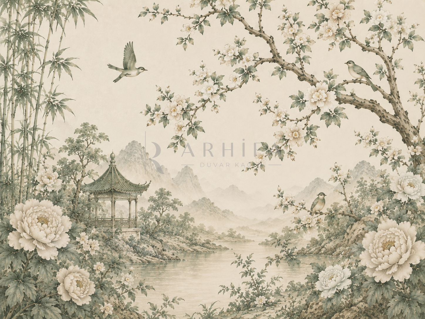 — Sage Chinoiserie Duvar Kağıdı (CH-004) – görsel 2