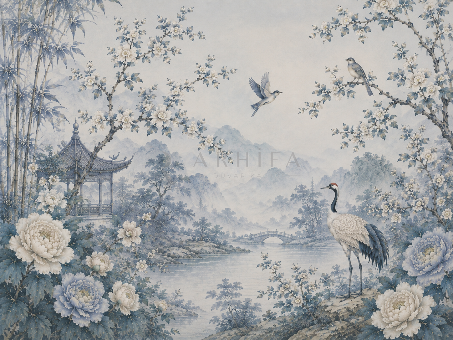 — Misty Blue Garden Duvar Kağıdı (CH-008) – görsel 2