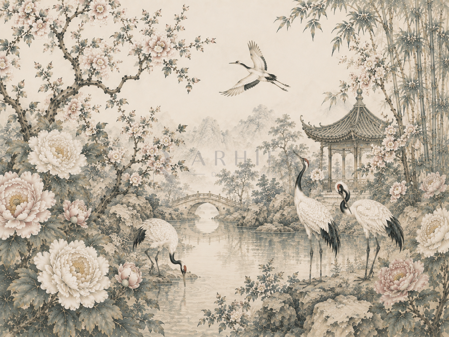— Garden of Cranes Duvar Kağıdı (CH-011) – görsel 2