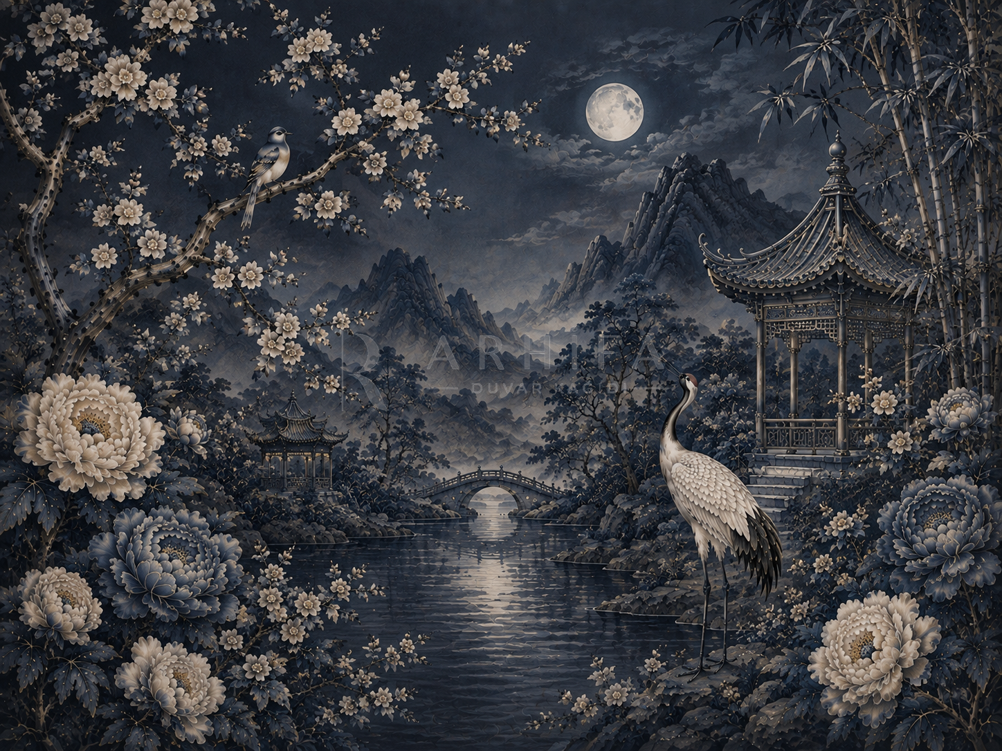 — Midnight Chinoiserie Duvar Kağıdı (CH-014) – görsel 2